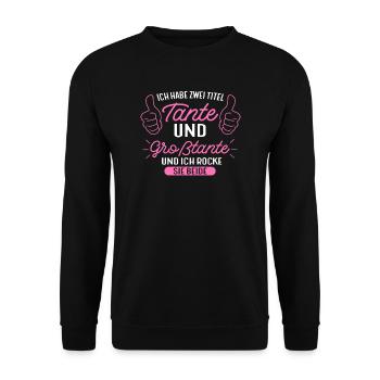 Großtante Großtanten Tante Geschenk - Unisex Pullover - Schwarz - Vorne - Alina (178cm) & Michal (187cm)