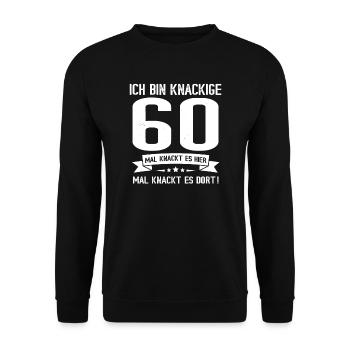 60. Geburtstag Frau 60 Jahre Geschenk - Unisex Pullover - Schwarz - Vorne - Alina (178cm) & Michal (187cm)