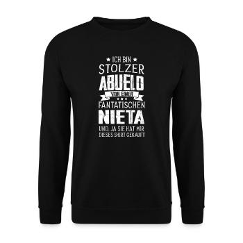 Abuelo Enkelin Opa Geschenk - Unisex Pullover - Schwarz - Vorne - Alina (178cm) & Michal (187cm)