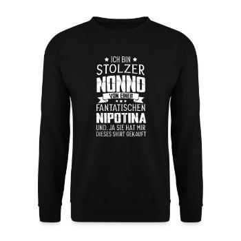 Nonno Opa Enkelin Geschenk - Unisex Pullover - Schwarz - Vorne - Alina (178cm) & Michal (187cm)