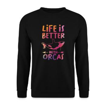 Orca Orca Geschenk - Unisex Pullover - Schwarz - Vorne - Alina (178cm) & Michal (187cm)