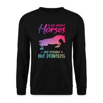 Horses Horses Gift - Unisex Sweatshirt - black - Front - Alina (178cm) & Michal (187cm)