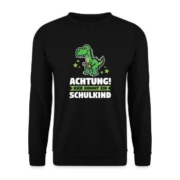 Schulkind Schulanfang Traktor Geschenk - Unisex Pullover - Schwarz - Vorne - Alina (178cm) & Michal (187cm)
