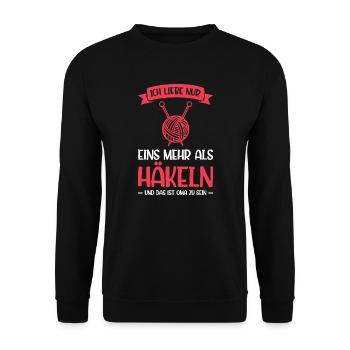 Häkeln Oma Handarbeit Geschenk - Unisex Pullover - Schwarz - Vorne - Alina (178cm) & Michal (187cm)