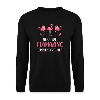 Flamingo Flamingo Geschenk - Unisex Pullover - Schwarz - Vorne - Alina (178cm) & Michal (187cm)