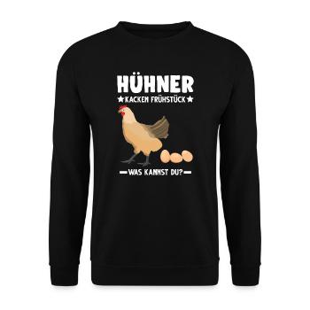 Huhn Hühner Bauer Geschenk - Unisex Pullover - Schwarz - Vorne - Alina (178cm) & Michal (187cm)