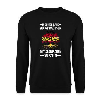 Deutsch Gewachsen Spanisch Wurzeln Deutschland - Unisex Pullover - Schwarz - Vorne - Alina (178cm) & Michal (187cm)