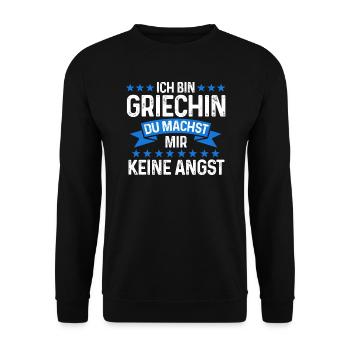 Griechin Griechisch Griechenland Geschenk - Unisex Pullover - Schwarz - Vorne - Alina (178cm) & Michal (187cm)
