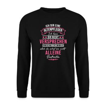 Altenpflegerin Altenheim Pflegekraft Geschenk - Unisex Pullover - Schwarz - Vorne - Alina (178cm) & Michal (187cm)