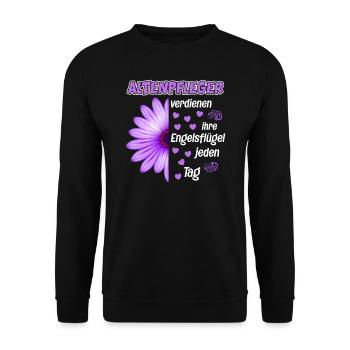 Altenpfleger Altenpflegerin Altenheim Geschenk - Unisex Pullover - Schwarz - Vorne - Alina (178cm) & Michal (187cm)