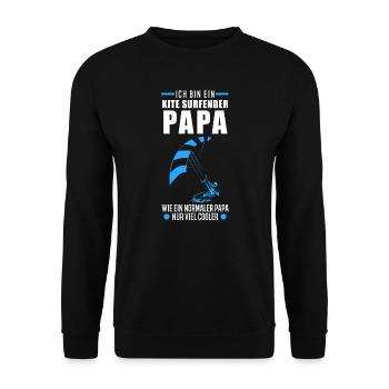 Kitesurfen Kitesurfer Papa Kiteboarder Vater - Unisex Pullover - Schwarz - Vorne - Alina (178cm) & Michal (187cm)