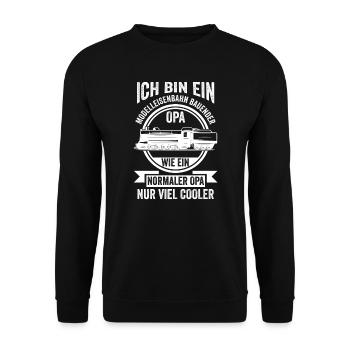 Modelleisenbahn Opa Lokomotive Zug Geschenk - Unisex Pullover - Schwarz - Vorne - Alina (178cm) & Michal (187cm)