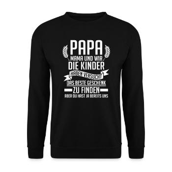 Papa Papa Kinder Geschenk - Unisex Pullover - Schwarz - Vorne - Alina (178cm) & Michal (187cm)