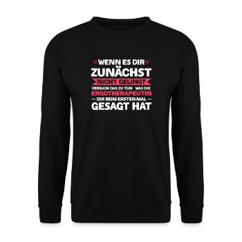 Ergotherapeutin Ergotherapie Geschenk - Unisex Pullover - Schwarz - Vorne - Alina (178cm) & Michal (187cm)