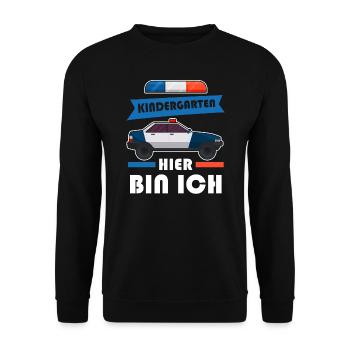 Kindergartenkind Kindergartenanfänger Polizei - Unisex Pullover - Schwarz - Vorne - Alina (178cm) & Michal (187cm)