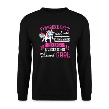 Pflegekraft Pflegekräfte Pflegerin Geschenk - Unisex Pullover - Schwarz - Vorne - Alina (178cm) & Michal (187cm)