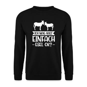 Esel Maultier Tiere Geschenk - Unisex Pullover - Schwarz - Vorne - Alina (178cm) & Michal (187cm)