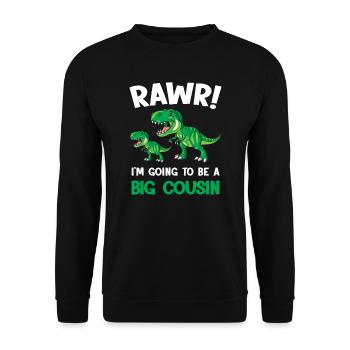 Großer Cousin Dinosaurier Großer Cousin Boy - Unisex Pullover - Schwarz - Vorne - Alina (178cm) & Michal (187cm)