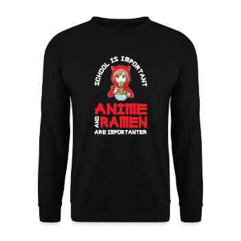 Anime & Ramen Anime Japanisches Geschenk - Unisex Pullover - Schwarz - Vorne - Alina (178cm) & Michal (187cm)