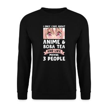 Anime & Boba Tea Anime Japanese Gift - Unisex Sweatshirt - black - Front - Alina (178cm) & Michal (187cm)