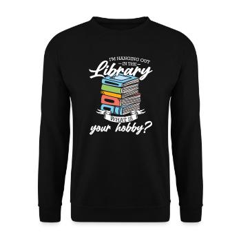 Bibliothek bibliothek Geschenk - Unisex Pullover - Schwarz - Vorne - Alina (178cm) & Michal (187cm)