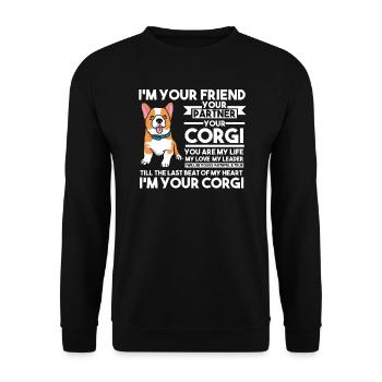 Corgi Corgi chien cadeau - Sweat-shirt Unisexe - noir - Devant - Alina (178cm) & Michal (187cm)