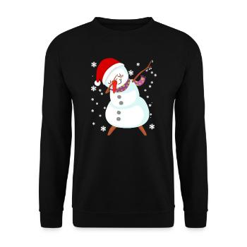 Snowman Dabbing Christmas Gift - Unisex Sweatshirt - black - Front - Alina (178cm) & Michal (187cm)