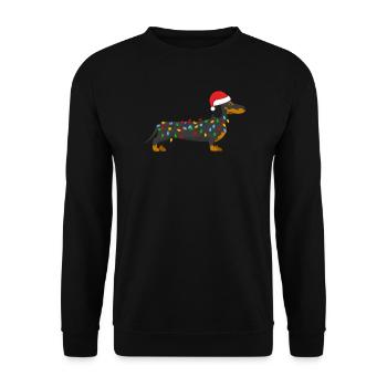 Chien de blaireau Teckel Xma chien cadeau de Noël - Sweat-shirt Unisexe - noir - Devant - Alina (178cm) & Michal (187cm)