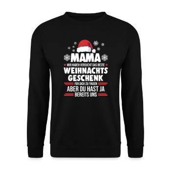 Mutter Mama Weihnachten Geschenk - Unisex Pullover - Schwarz - Vorne - Alina (178cm) & Michal (187cm)