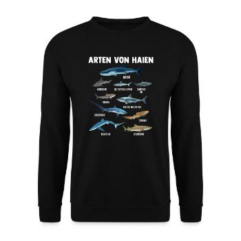 Hai Haie Haifisch Geschenk - Unisex Pullover - Schwarz - Vorne - Alina (178cm) & Michal (187cm)