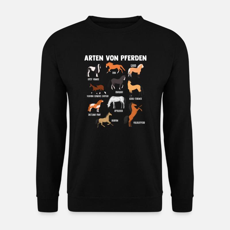 Pferd Pferde Pferderassen Geschenk - Unisex Pullover - Schwarz