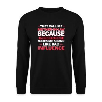 Mother-in-law Mother-in-law Family Gift - Unisex Sweatshirt - black - Front - Alina (178cm) & Michal (187cm)