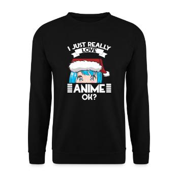 Anime Design Japanese Caricature Gift - Unisex Sweatshirt - black - Front - Alina (178cm) & Michal (187cm)
