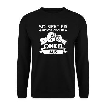 Onkel Nichte Neffe Geschenk - Unisex Pullover - Schwarz - Vorne - Alina (178cm) & Michal (187cm)