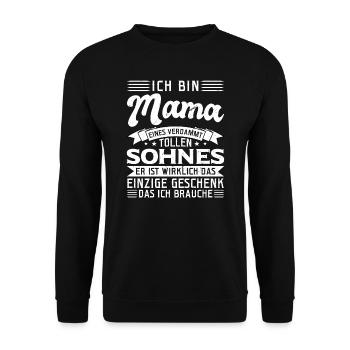Mama Sohn Mama Geschenk - Unisex Pullover - Schwarz - Vorne - Alina (178cm) & Michal (187cm)