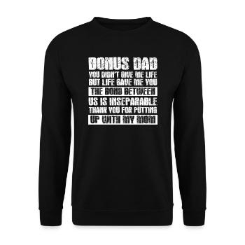 Bonus Papa Stepdad Cadeau - Sweat-shirt Unisexe - noir - Devant - Alina (178cm) & Michal (187cm)