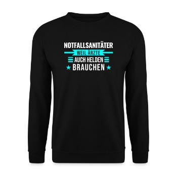 Notfallsanitäter Sanitäter Geschenk - Unisex Pullover - Schwarz - Vorne - Alina (178cm) & Michal (187cm)