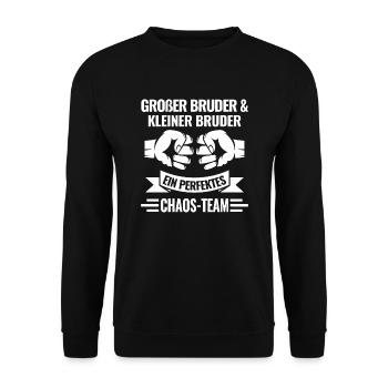 Großer Bruder Kleiner Bruder Brüder Geschenk - Unisex Pullover - Schwarz - Vorne - Alina (178cm) & Michal (187cm)