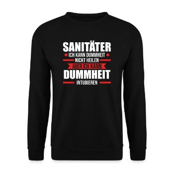 Sanitäter Rettungssanitäter Geschenk - Unisex Pullover - Schwarz - Vorne - Alina (178cm) & Michal (187cm)