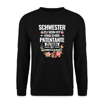 Patentante Taufpatin Patenkind Geschenk - Unisex Pullover - Schwarz - Vorne - Alina (178cm) & Michal (187cm)