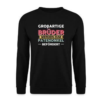 Patenonkel Pate Bruder Geschenk - Unisex Pullover - Schwarz - Vorne - Alina (178cm) & Michal (187cm)