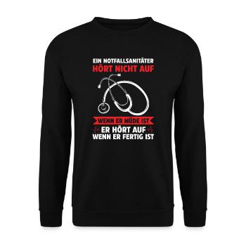 Notfallsanitäter Rettungssanitäter Geschenk - Unisex Pullover - Schwarz - Vorne - Alina (178cm) & Michal (187cm)