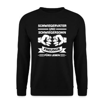 Schwiegerpapa Schwiegersohn Schwiegervater - Unisex Pullover - Schwarz - Vorne - Alina (178cm) & Michal (187cm)