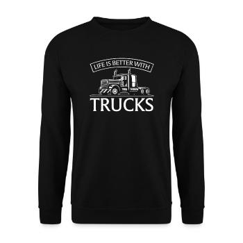 Trucker Truck Truck Driver Gift - Unisex Sweatshirt - black - Front - Alina (178cm) & Michal (187cm)