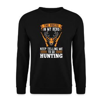 Hunting Hunter Hunting Gift - Unisex Sweatshirt - black - Front - Alina (178cm) & Michal (187cm)