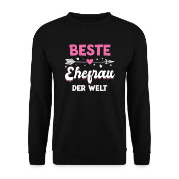 Beste Ehefrau Ehemann Ehefrau Geschenk - Unisex Pullover - Schwarz - Vorne - Alina (178cm) & Michal (187cm)