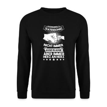 Patenonkel Patensohn Partnerlook Geschenk - Unisex Pullover - Schwarz - Vorne - Alina (178cm) & Michal (187cm)