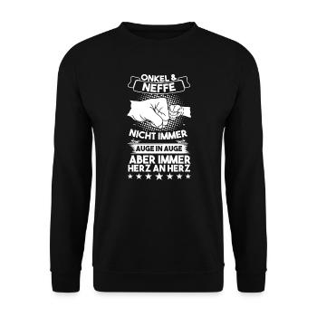 Onkel Neffe Partnerlook Geschenk - Unisex Pullover - Schwarz - Vorne - Alina (178cm) & Michal (187cm)