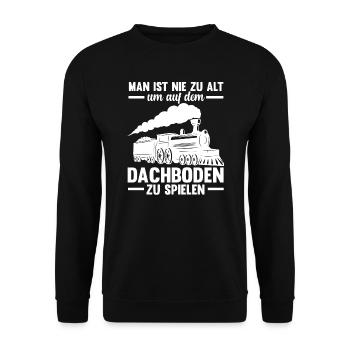 Modelleisenbahn Modelleisenbahn Modellbau Geschenk - Unisex Pullover - Schwarz - Vorne - Alina (178cm) & Michal (187cm)
