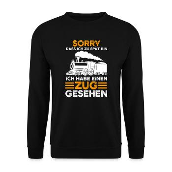 Modelleisenbahn Lokomotive Lokomotive Geschenk - Unisex Pullover - Schwarz - Vorne - Alina (178cm) & Michal (187cm)